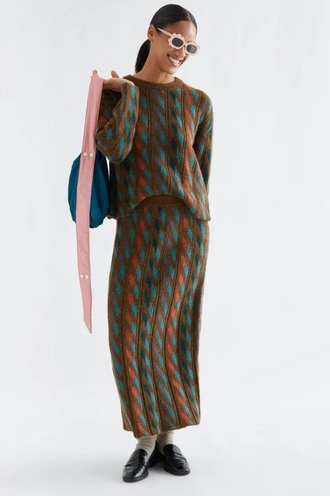 Πλεκτή φούστα με geometric print COMPANIA FANTASTICA