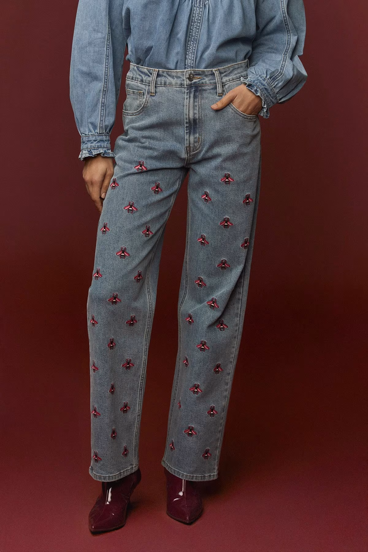 Παντελόνι denim bee print MINUETO - Image 3