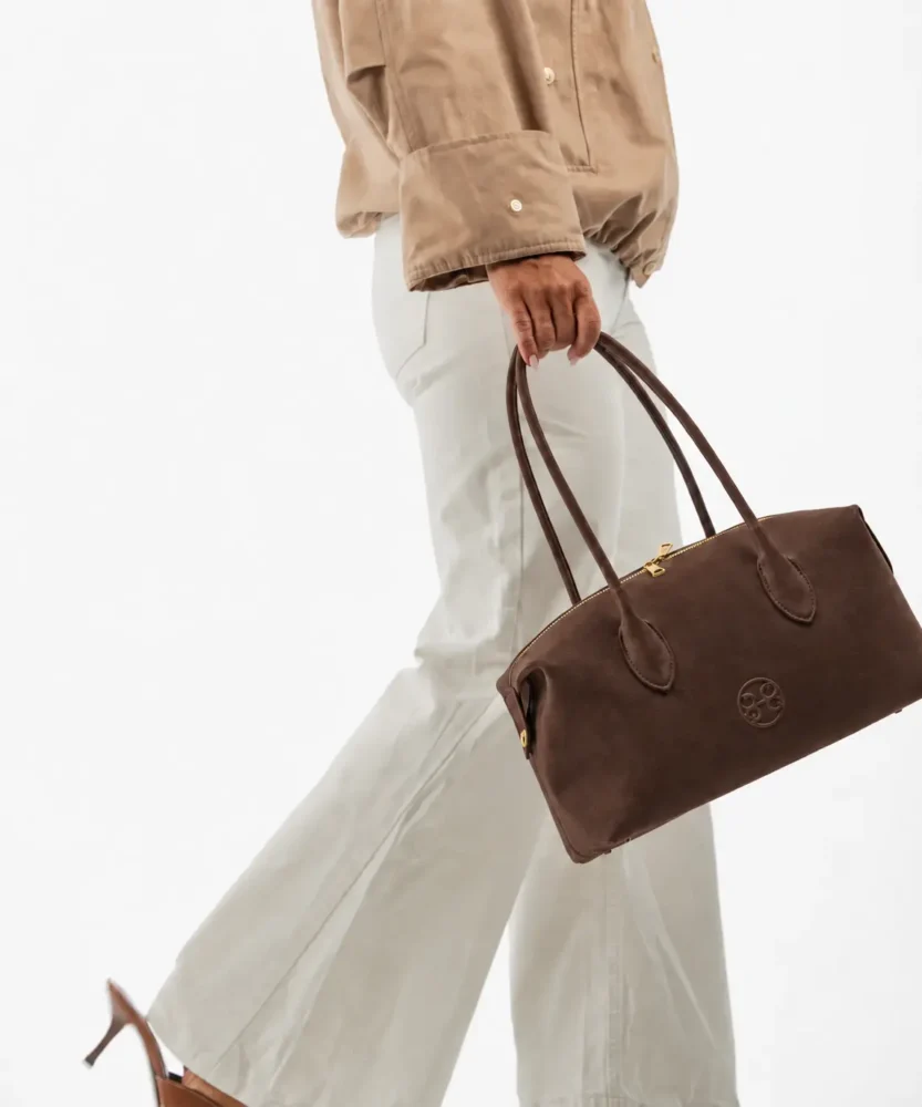 Bowling bag in Choco Suede BONENDIS - Image 2