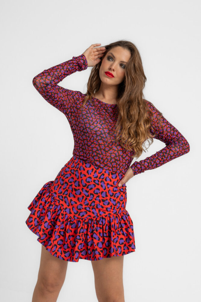 Μπλουζάκι από τούλι animal print - Animal Instinct LOLINA