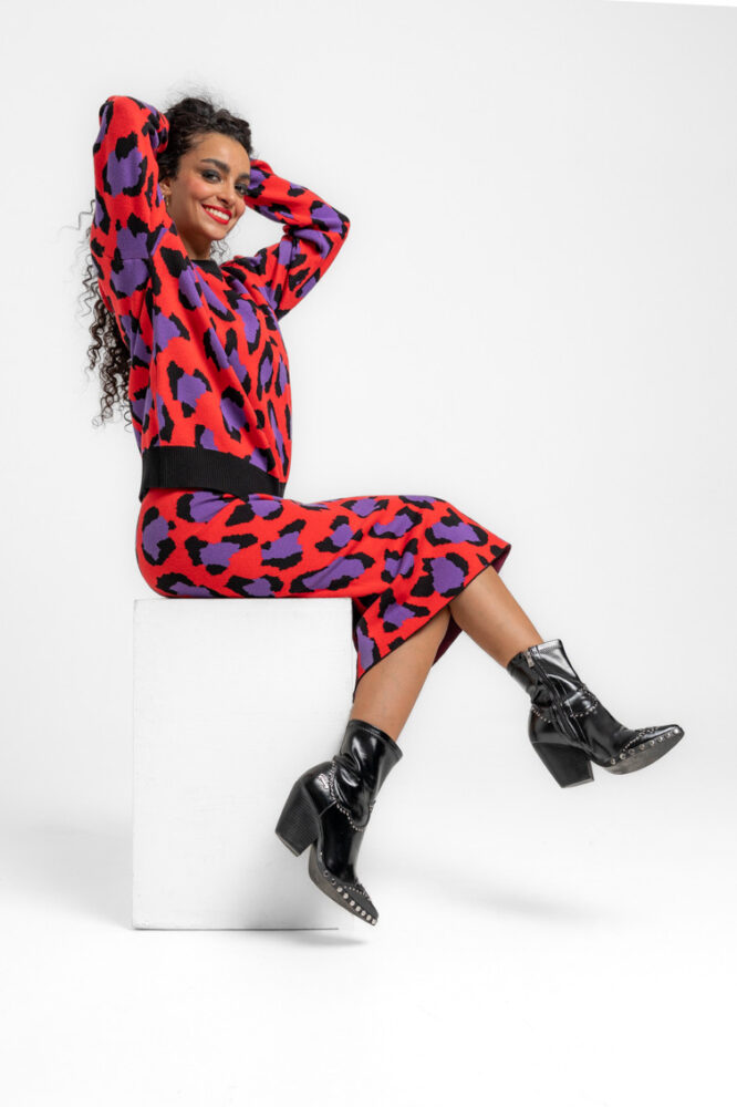 Μπλούζα πλεκτή animal print πορτοκαλί - Animal Instinct LOLINA - Image 4