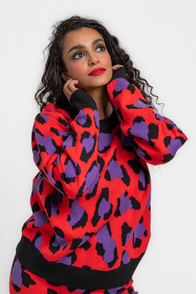 Μπλούζα πλεκτή animal print πορτοκαλί - Animal Instinct LOLINA - Image 5