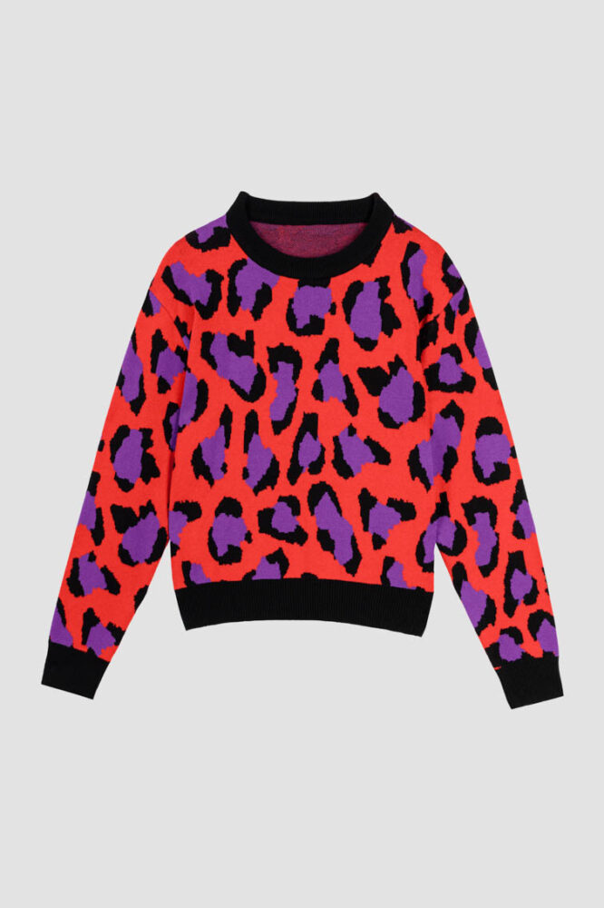 Μπλούζα πλεκτή animal print πορτοκαλί - Animal Instinct LOLINA - Image 6