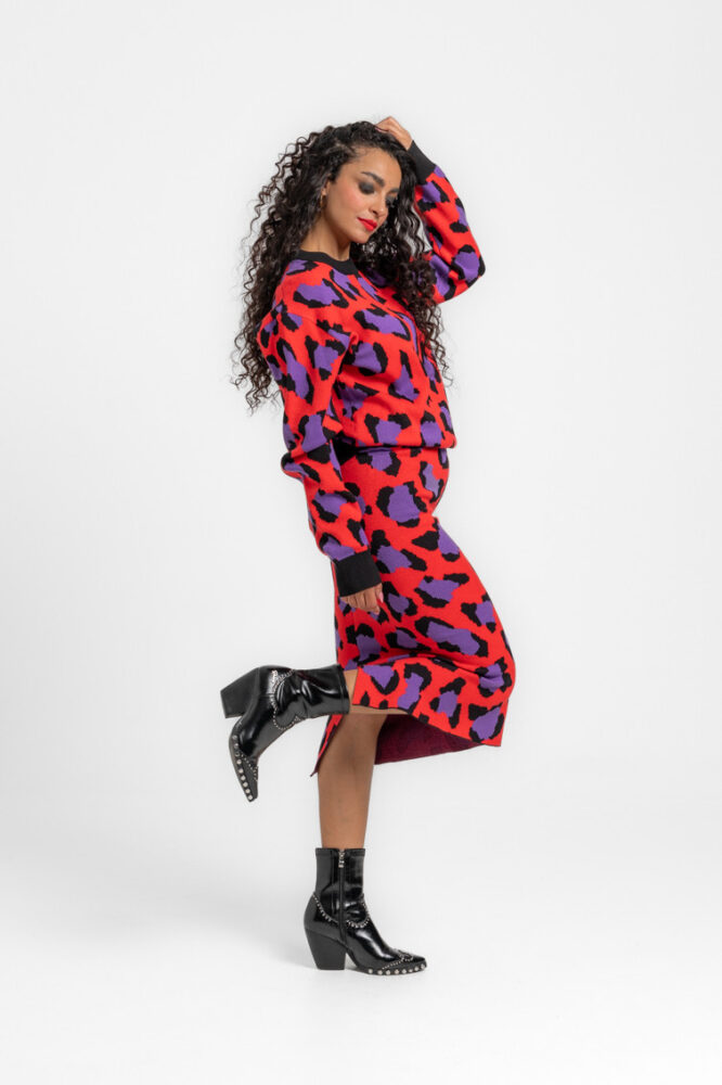 Μπλούζα πλεκτή animal print πορτοκαλί - Animal Instinct LOLINA - Image 2