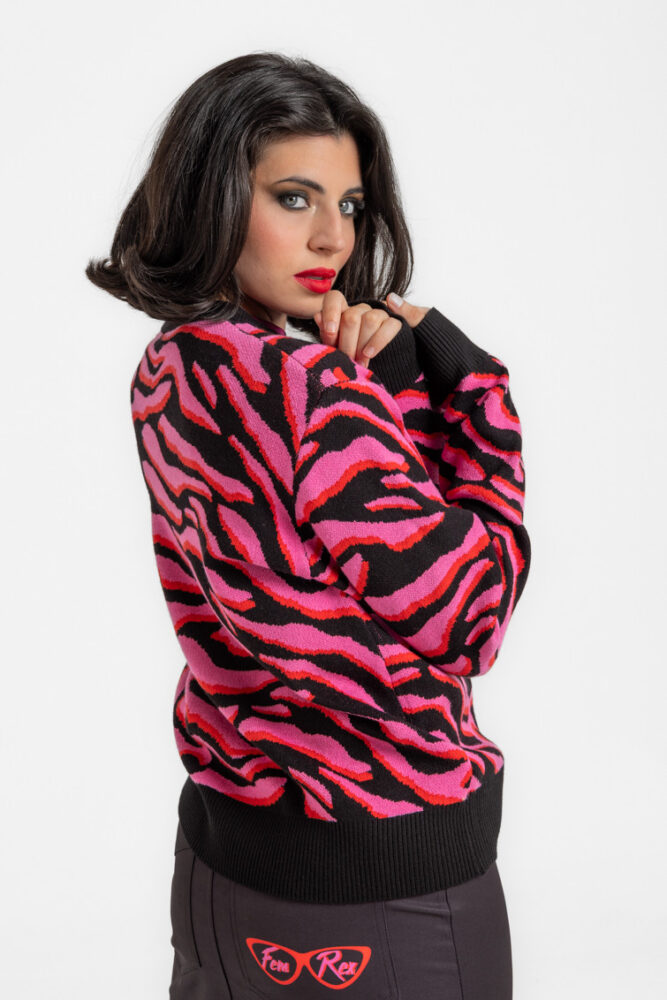 Μπλούζα πλεκτή animal print φουξ - Fem Rex LOLINA - Image 2